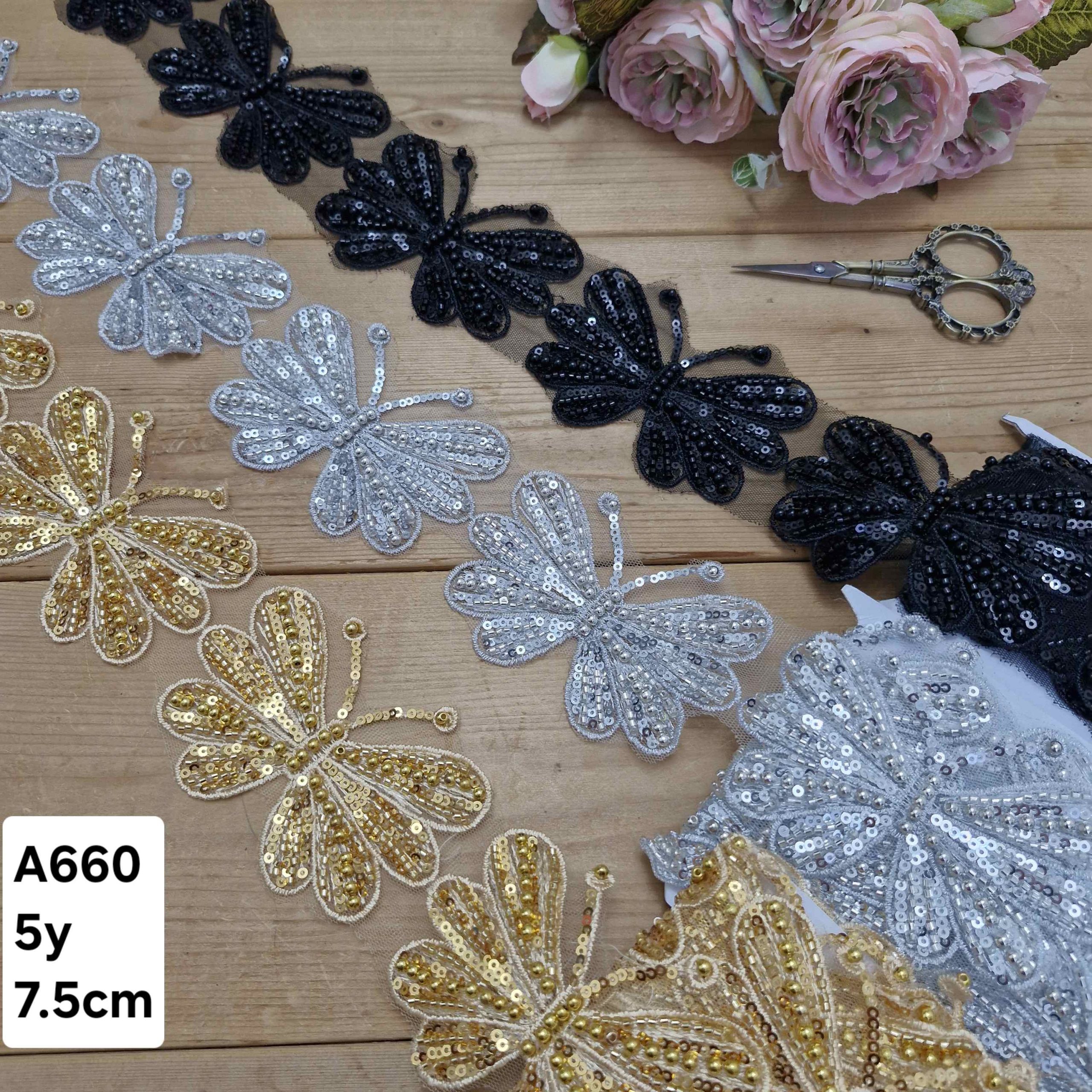 نوار ملیله دوزی کد A660 بسته 5 یاردی نوار ملیله دوزی کد A660 بسته 5 یاردی