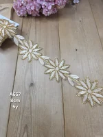 نوار ملیله دوزی کد A657 بسته 5 یاردی سایز 8 سانت