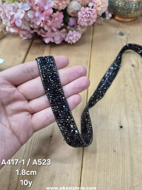نوار نگین کد A417-1/A523 سایز 1.8 سانت بسته 10 یاردی - تصویر 5