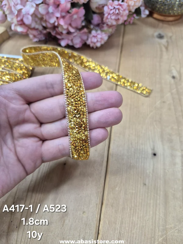 نوار نگین کد A417/A523 سایز 1.8 سانت بسته 10 یاردی - تصویر 2