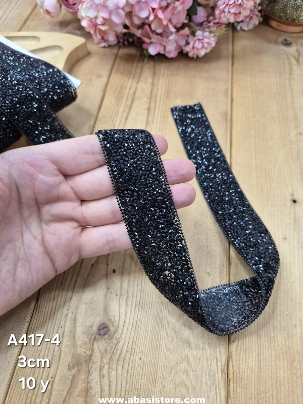 نوار نگین کد A417-4 سایز 3 سانت بسته 10 یاردی - تصویر 2