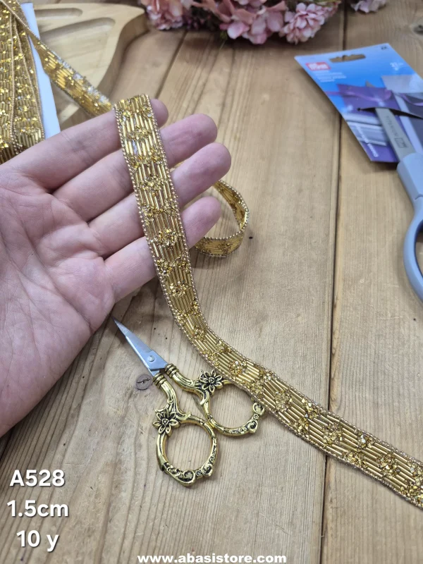 نوار نگین کد A528 سایز 1.5 سانت بسته 10 یاردی - تصویر 4